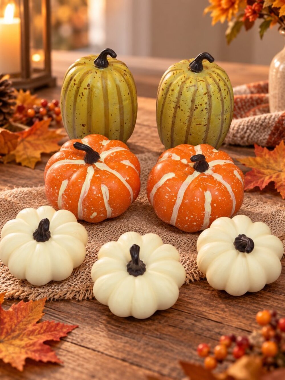 7pc Thanksgiving Fall Pumpkins Gourds Bowl Fillers Decor